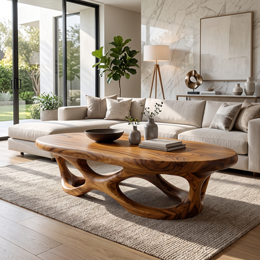 Elara Sculptural Solid Wood Coffee Table
