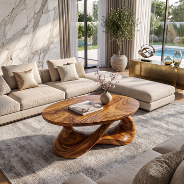 Aurelia Sculptural Solid Wood Coffee Table