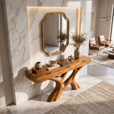 Branchform Sculptural Console With Integrated Drawers