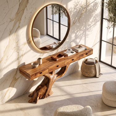 Arbor Reach Sculptural Console Table with Four Storage Drawers