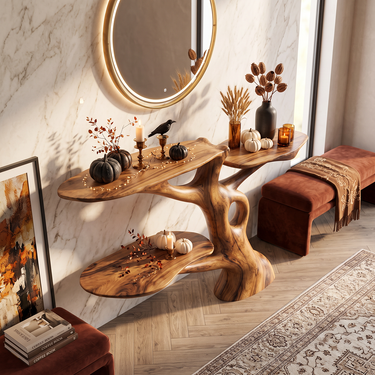 Orris Sculpted Canopy Multi Level Console Table