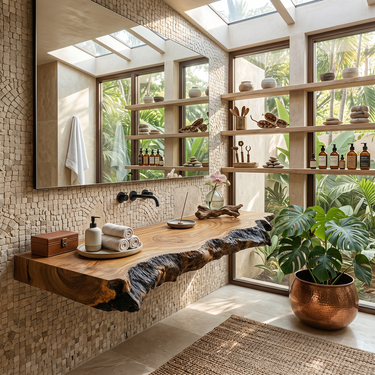 Solara Live Edge Solid Wood Floating Bathroom Vanity