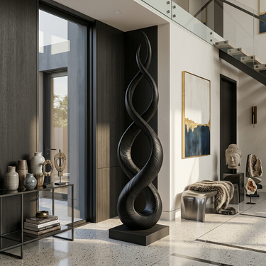 Abstract Wood Sculpture With Infinity Twist Form