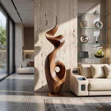 Tall Spiral Flame Sculpture with Circular Open Center
