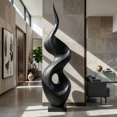 Tall Flame Sculpture with Circular Open Center