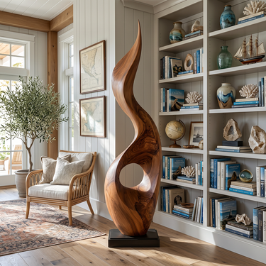 Tall Flame Sculpture with Open Circle Center