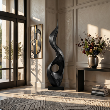Tall Flame Sculpture with Open Circle Center