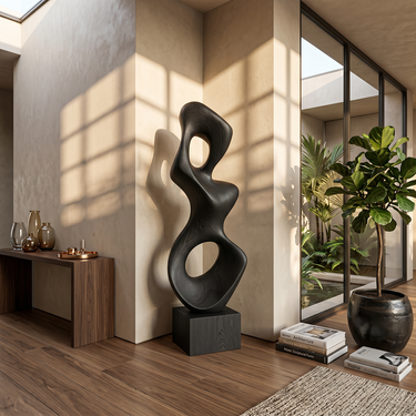 Tall Double Loop Sculpture with Soft Organic Form