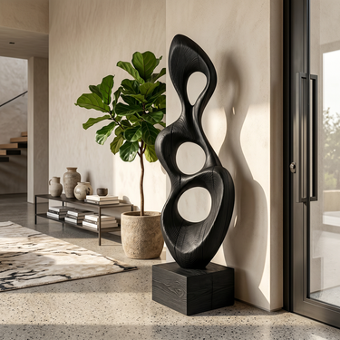 Tall Triple Loop Sculpture with Organic Open Form