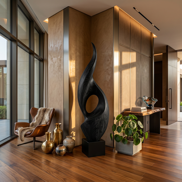 Flame Inspired Floor Sculpture with Organic Open Center
