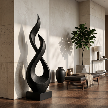 Tall Flame Twist Sculpture with Open Ring Form