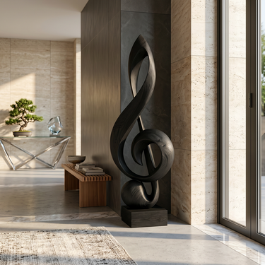 Tall Treble Loop Sculpture with Musical Open Form