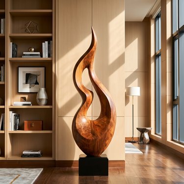 Tall Flame Curve Sculpture with Open Center Form