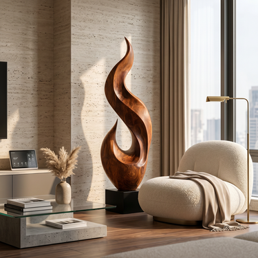 Tall Flame Wave Sculpture with Open Center Form