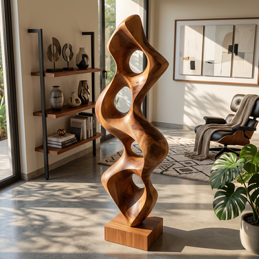 Tall Organic Cutout Sculpture with Flowing Wave Form