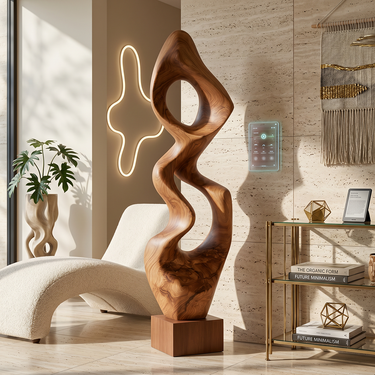 Tall Wavy Hollow Sculpture with Organic Abstract Silhouette