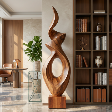 Tall Abstract Flame Sculpture with Open Oval Center