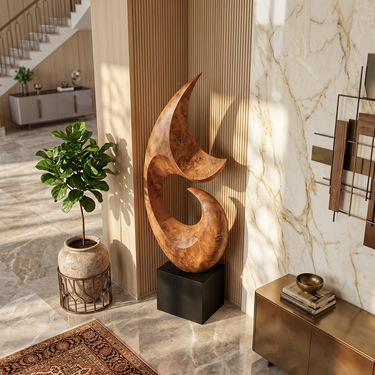Tall Crescent Flame Sculpture with Open Center Form