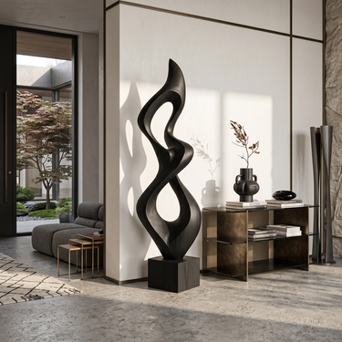 Tall Flowing Loop Sculpture with Organic Open Form