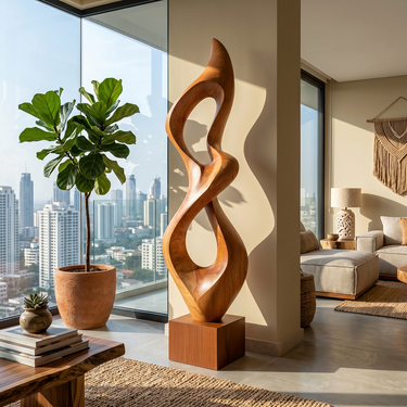 Tall Flowing Loop Sculpture with Organic Open Form