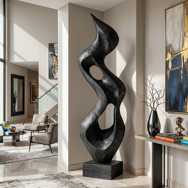 Tall Wavy Cutout Sculpture with Organic Flame Form