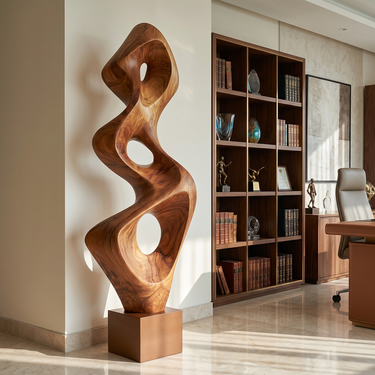 Tall Abstract Cutout Sculpture with Organic Wave Form