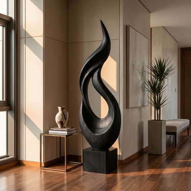 Tall Flame Twist Sculpture with Open Teardrop Center