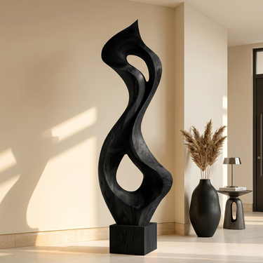 Tall Organic Loop Sculpture with Dual Open Forms