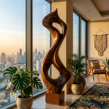 Tall Organic Loop Sculpture with Dual Open Forms