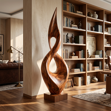 Tall Infinity Loop Sculpture with Open Flame Form