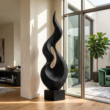 Tall Flame Curve Sculpture with Open Flowing Center