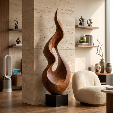 Tall Flame Curve Sculpture with Open Flowing Center